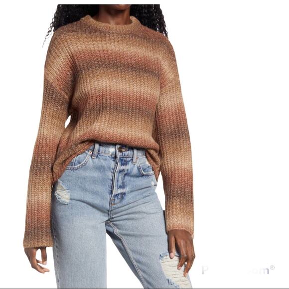 BP Space Dye Sweater Brown Raisin Stripe Size Small - Picture 1 of 8